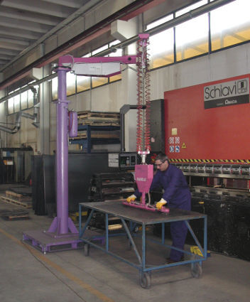 pneumatic manipulator with gripping tool with suction cup sheet metal suction cups
