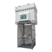 Floor-standing shower / for hazardous environments / with eyewash and face wash station / with tank