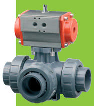 pneumatically actuated 3-way ball valve DN 10 - 50, max. 16 bar | TKD/CP FIP - Formatura Iniezione Polimeri