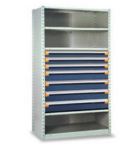 shelving with modular drawers 42" x 24" x 75", 650 lb | R5SGE-753601 Rousseau Metal