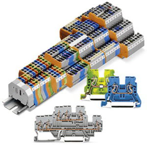 spring cage connection terminal block / DIN rail-mounted / feed-through / compact