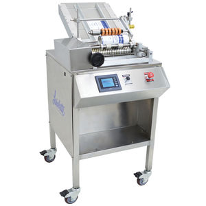 semi-automatic labeler / for self-adhesive labels / hot-melt glue / wrap-around