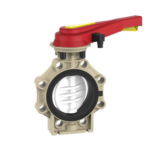 butterfly valve / lever / PVDF / flange