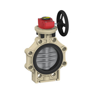 butterfly valve / with handwheel / flange / PVC