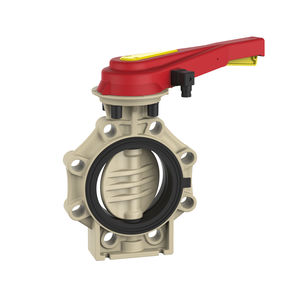 butterfly valve / lever / flange / PP