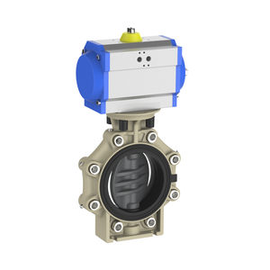 butterfly valve / pneumatically-operated / flange / lug type