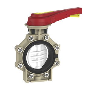 butterfly valve / lever / PVDF / flange