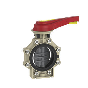 butterfly valve / lever / PVC / flange