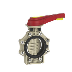 butterfly valve / lever / PP / flange
