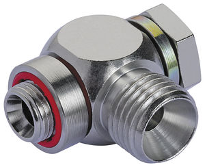 screw-in fitting / elbow / pneumatic / nickel-plated brass