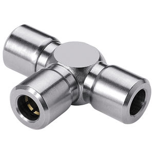 push-in fitting / T / pneumatic / nickel-plated brass