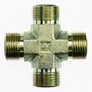 threaded fitting / cross / hydraulic / steel