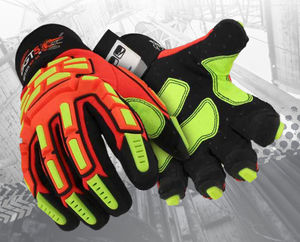 handling gloves / vibration damping / oil-resistant / PVC