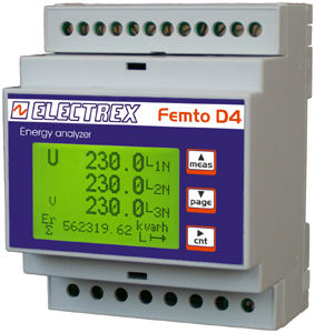 three-phase electric energy meter / DIN rail