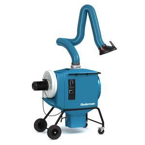 mobile fume extractor / welding / dry filter / with extraction arm