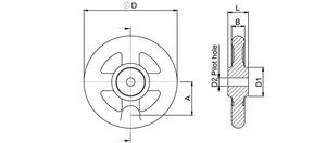 operating handwheel / spoked / cast iron / steel