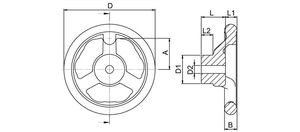 operating handwheel / spoked / aluminum