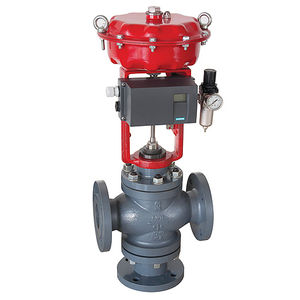 globe valve / pneumatically-operated / flange / 3-way