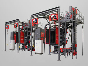 overhead conveyor shot blasting machine / for metal / compact
