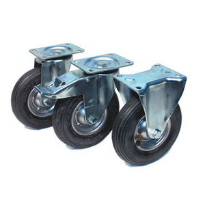 swivel caster / base plate / steel / rubber