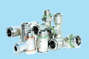push-in fitting / elbow / pneumatic / nickel-plated brass