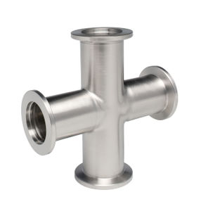 flange fitting / cross / for vacuum / stainless steel