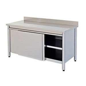 floor-mounted cabinet / sliding door / stainless steel / low-profile