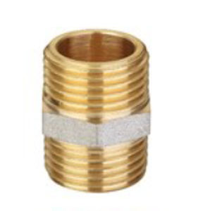 brass nipple / threaded / hexagonal / straight