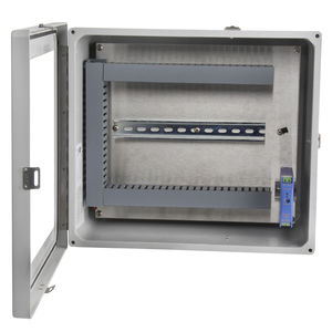 wall-mount enclosure / rectangular / fiberglass / with door
