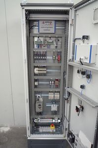 electric cabinet / free-standing / with swing doors / stainless steel