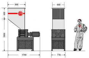 four-shaft shredder / tire / for PET bottles / for cardboard