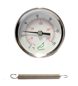 bimetallic thermometer / analog / surface-mount / stainless steel