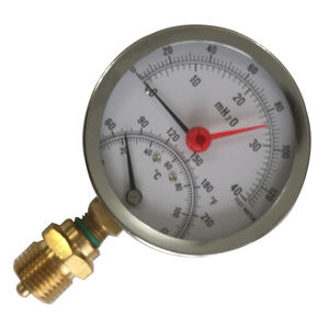 dial pressure gauge and thermometer / Bourdon tube / for marine applications / for hot water