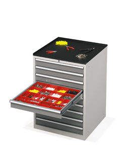 storage cabinet / free-standing / with compartments / metal