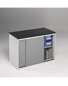 storage cabinet / sliding door / floor-standing / metal