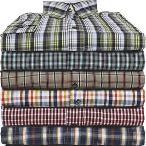 work shirt / cotton / blue / green