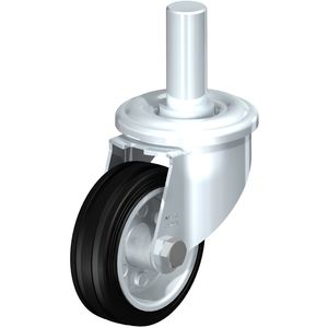 swivel caster / rod / steel / pressed steel