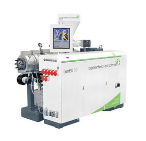 conical twin-screw extruder / for PVC / for pipe extrusion