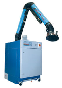 mobile fume extractor / welding / cartridge / with extraction arm