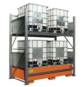 storage warehouse shelving / for drums with retention tank / adjustable