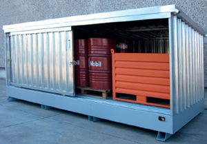 storage cabinet / floor-mounted / sliding door / metal