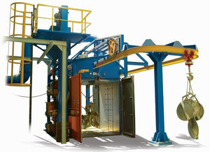 suspended load shot blasting machine / hook / for metal / continuous