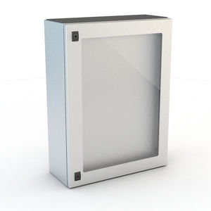 wall-mount enclosure / rectangular / carbon steel / with transparent cover