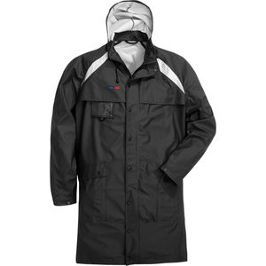 work lab coat / polyester / polyurethane-coated / with hood