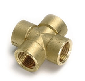 screw-in fitting / cross / pneumatic / brass