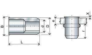 threaded insert / stainless steel / round / for metal