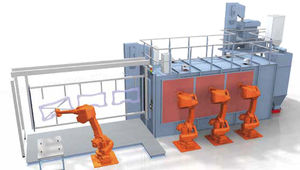 overhead conveyor shot blasting machine / for tubes / for metal