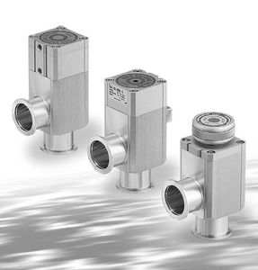 pneumatically-operated valve / for gas / right-angle / aluminum