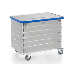 steel waste container / aluminum / for paper / with lid