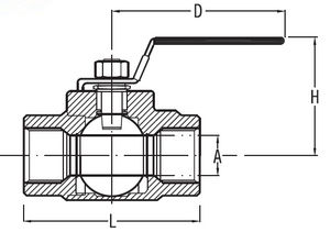 ball valve / lever / for chemicals / 2-piece